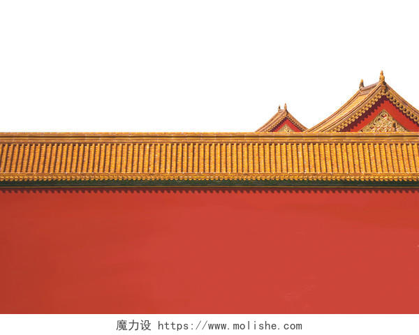 红色手绘古风中国风故宫红墙元素PNG素材
